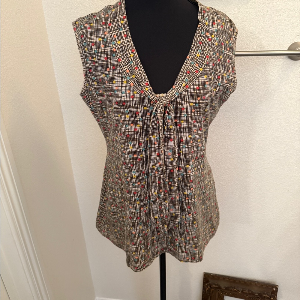 Effie's Heart Sleeveless Blouse with Tie Front